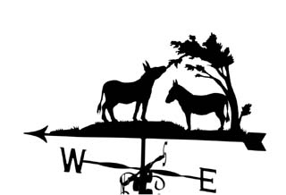 Donkeys with trees weather vane